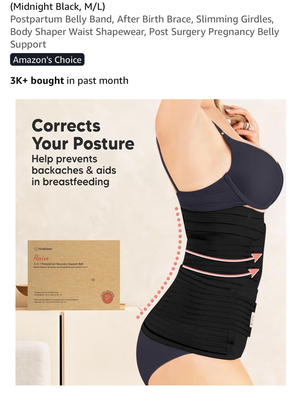 Postpartum Waist Support Belly Band - Black